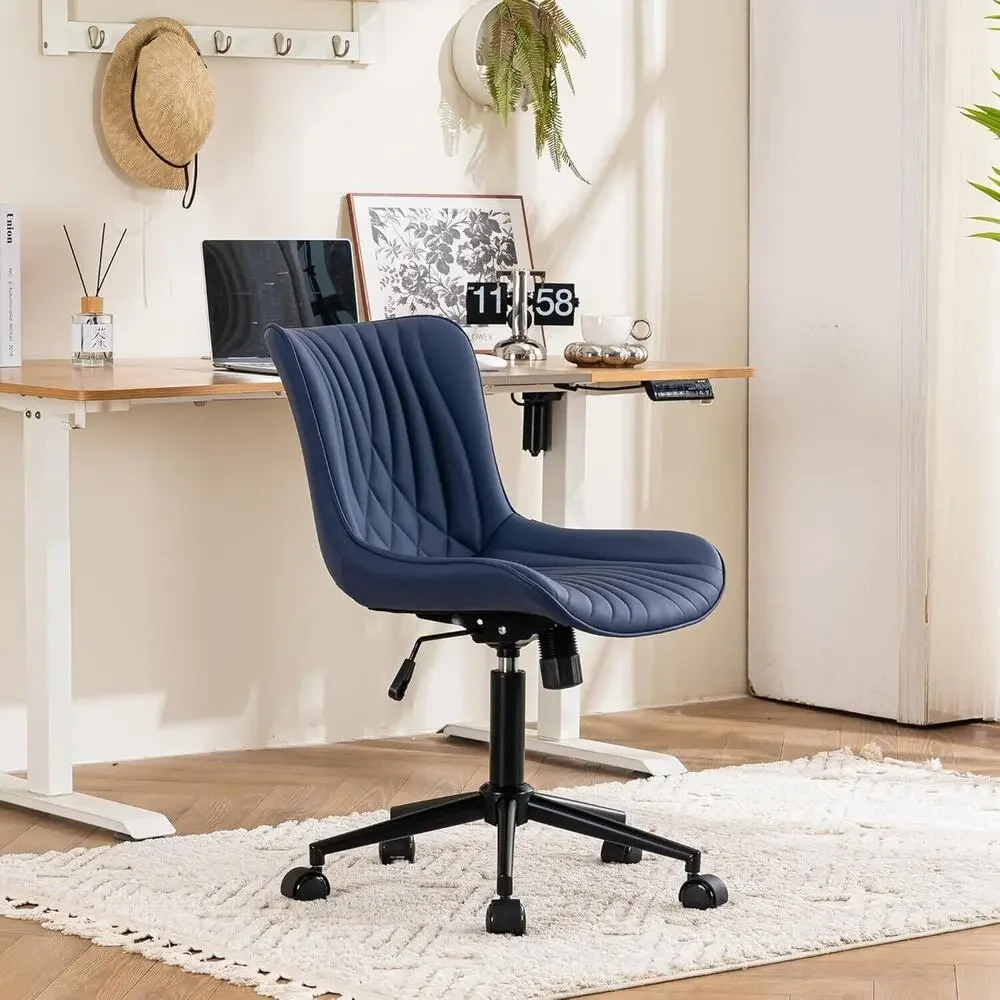 Modern Office Chair Armless, Swivel, Rocking, Wheels, Adjustable, Faux Leather